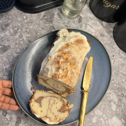Cinnamon Swirl  Pound  Cake with Cream cheese frosting