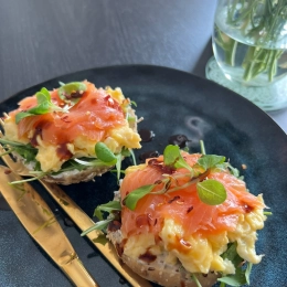Smoked Salmon and Scrambled Egg Bagels