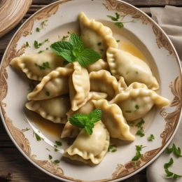 Pierogi z serem, ziemniakami i miętą
