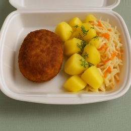 ZESTAW: 1 Kotlet mielony z ziemniakami i surówką