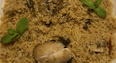 Chicken Biryani with Raita (Biryani is a flavoured rice with chicken and traditional spices) - BIG Portion: 600g