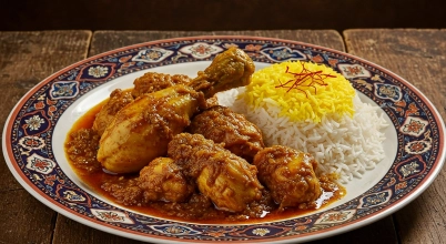 Rice with chicken stew