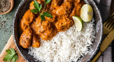 Butter chicken. With rice