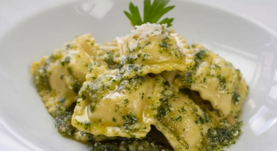 Ravioli with Basil pesto